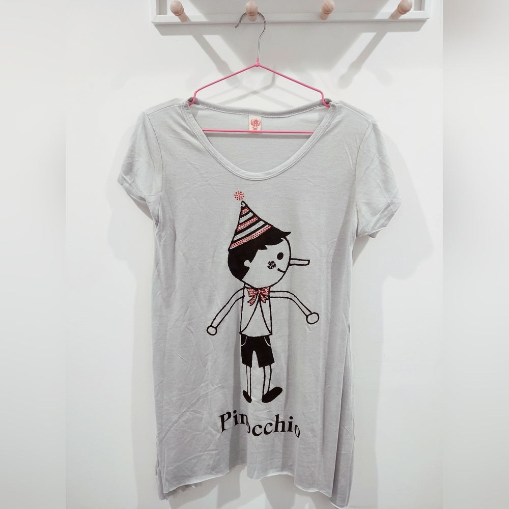 [New] Gray Pinocchio Graphic T-Shirt